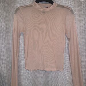 Beige Mesh crop top
